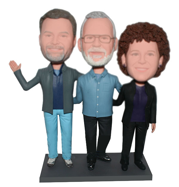 Custom Family bobbleheads Dad Arms Around Wife And Son