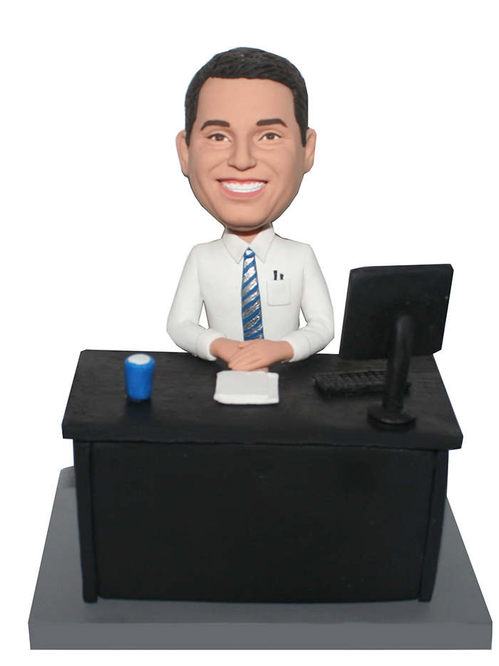 Custom bobble head doll Male At A Office Desk 2