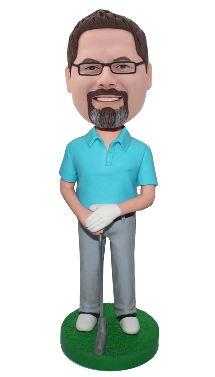 Custom Bobbleheads Golfer In Polo Shirt And Long Pants