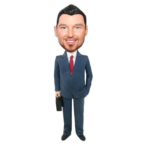 Dark Grey Suit Executive With Brifecase Custom Bobbleheads - Click Image to Close