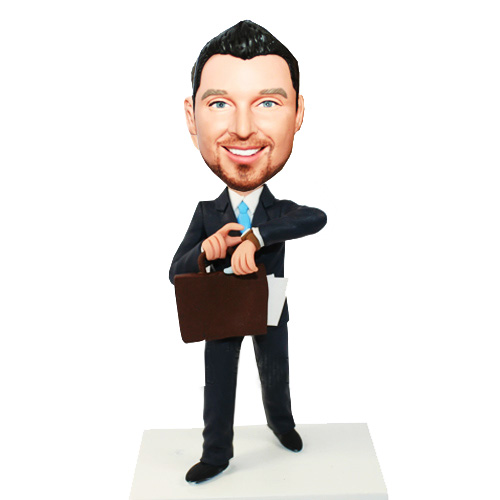 Customized Watch Businessman With Brifecase Bobblehead