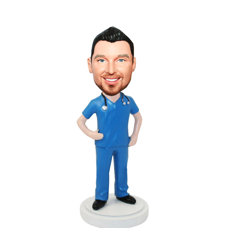 Male Doctor With Stethoscope Custom Bobbleheads
