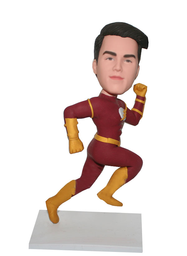 Custom Bobbleheads Running Flash Man In Red And Gold