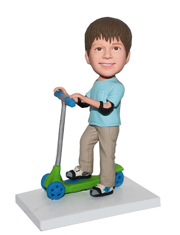 Custom Bobble Head Doll Boy With Elbow Pad Riding Bicman
