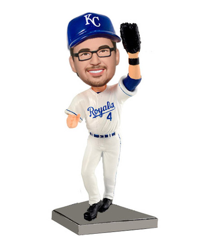 Custom Sports Bobbleheads Baseball Player In White And Blue - Click Image to Close