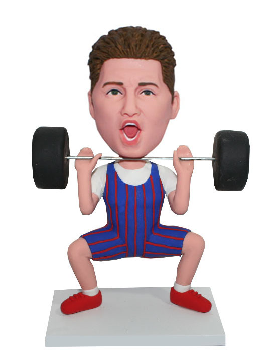 Customized Bobblehead Sport Male In A Weight Lifting Pose - Click Image to Close
