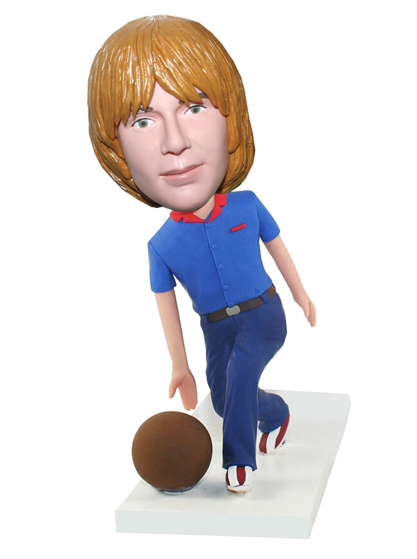 Personalized Sport Bobbleheads Throwing A Bowling Ball