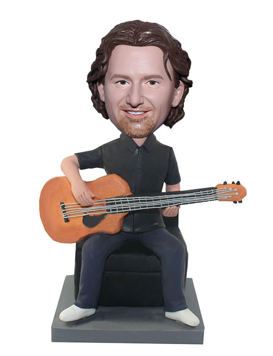 Custom Music Bobbleheads Guitar Player Seated On Chair
