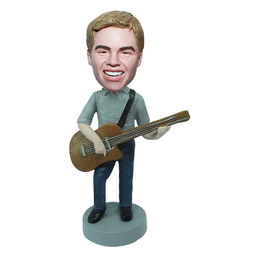 Personalized Music Male With Guitar Bobblehead
