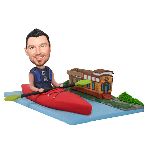 Canoe Male Paddle On the River Next To The Hutch Bobbleheads - Click Image to Close