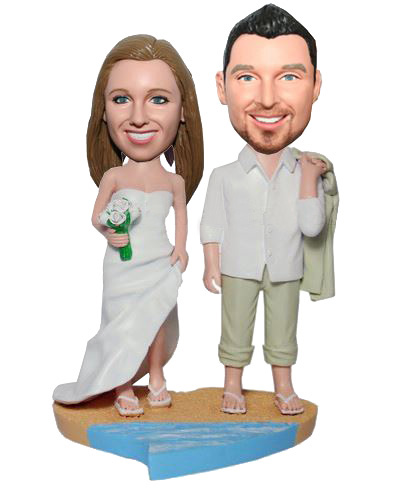 Beach Wedding Couple on The Half Sand And Sea Base Bobbleheads - Click Image to Close