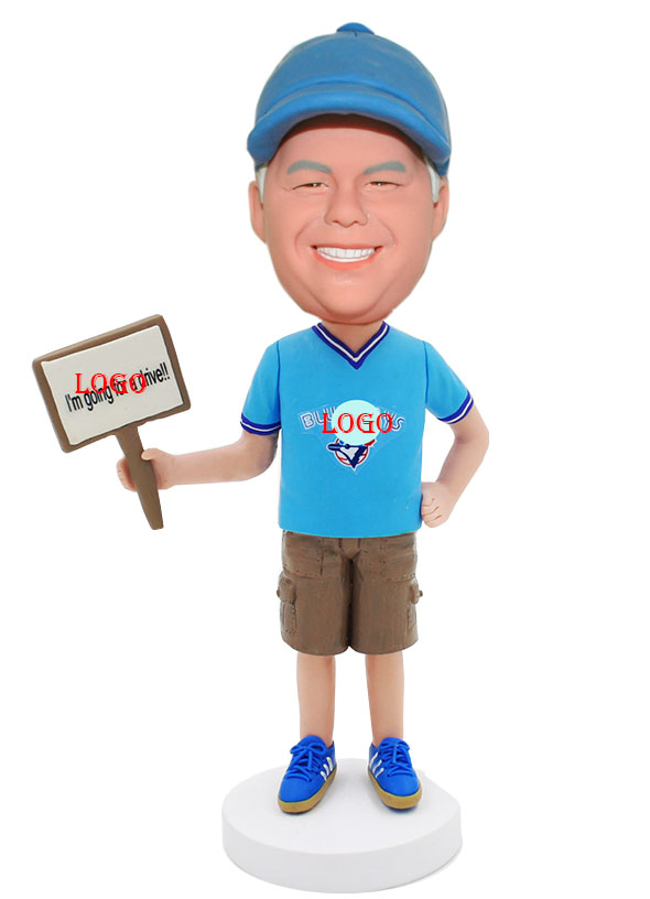 Personalized Bobbleheads Hand Holding Sign